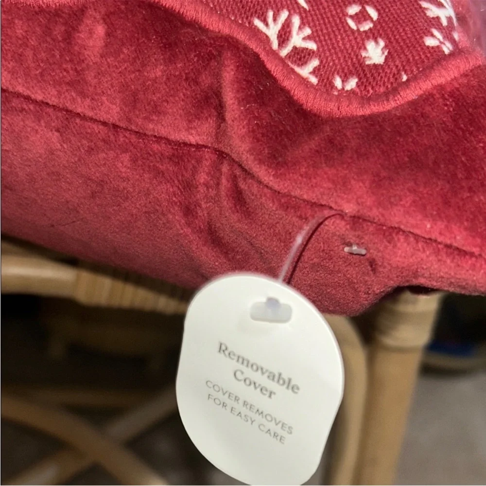 Studio McGee 14” x 20” Burgundy Snowflake Pillow. No longer available in stores